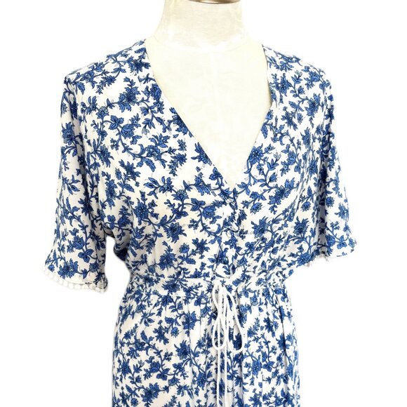 R.Vivimos Summer Floral Print Maxi Short Bell Sleeve Dress Size L - Picture 2 of 15